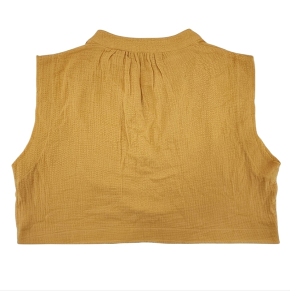Lulus Oversized Cropped Gauze Tank Top Women's Size Small Mustard Yellow - Picture 6 of 7